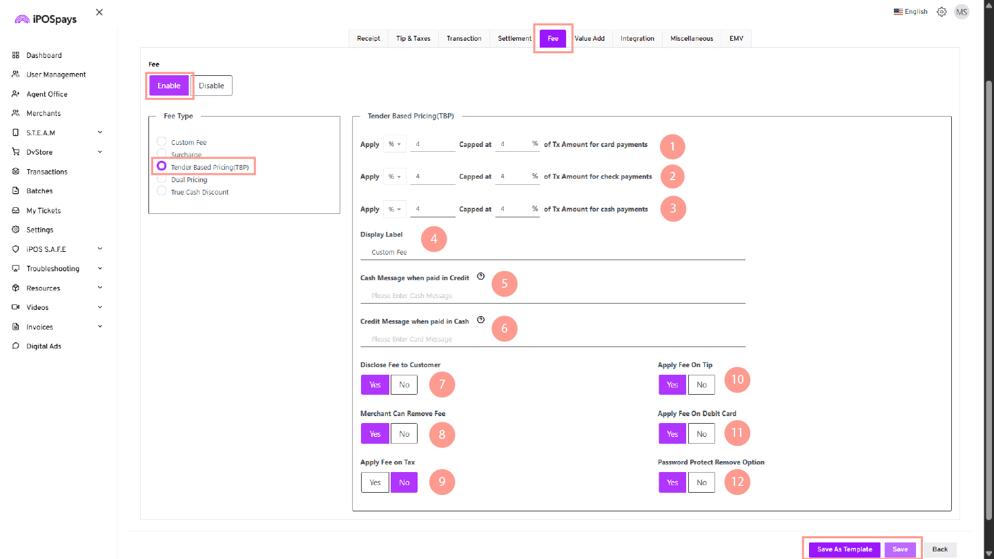 How to Enable and Configure Fee Types on iPOSpays | Knowledge Base iPOSpays